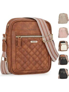 Women's Brown Small Shoulder Bags with Adjustable Strap for Travel Workout